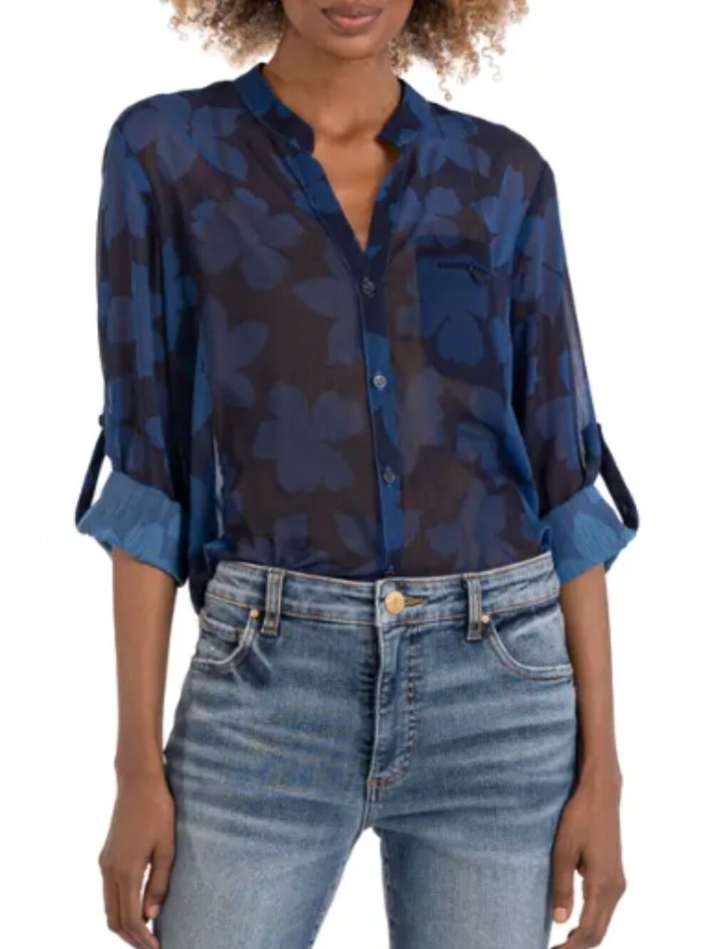 Kut From The Cloth Jasmine Chiffon Blouse Size Large